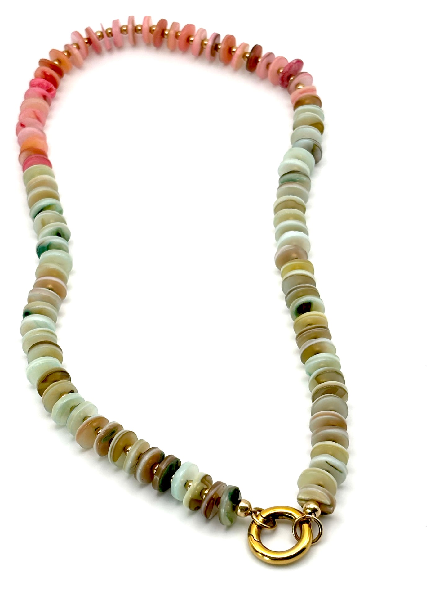 Shell w/ Gold Bead Carabiner Necklace (Fish not included)