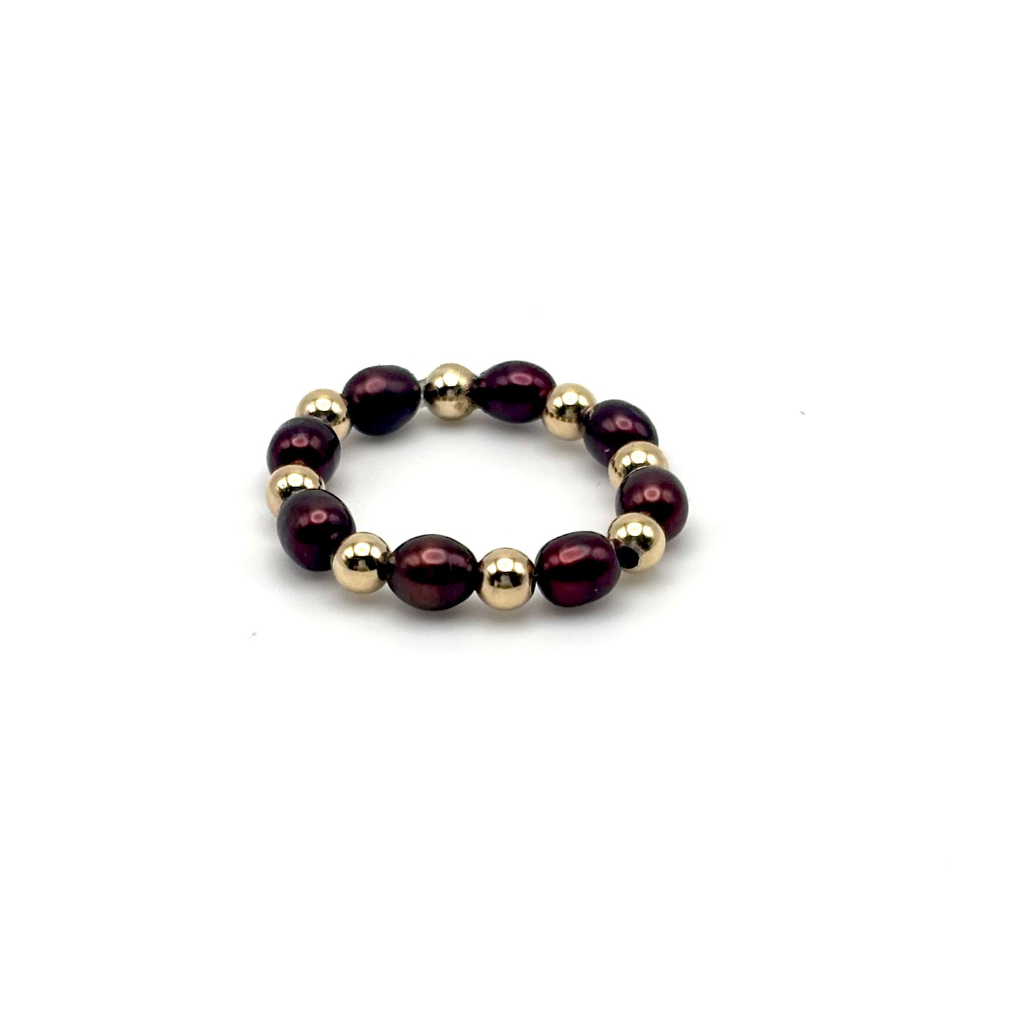 Garnet Freshwater Pearl and Gold RIng