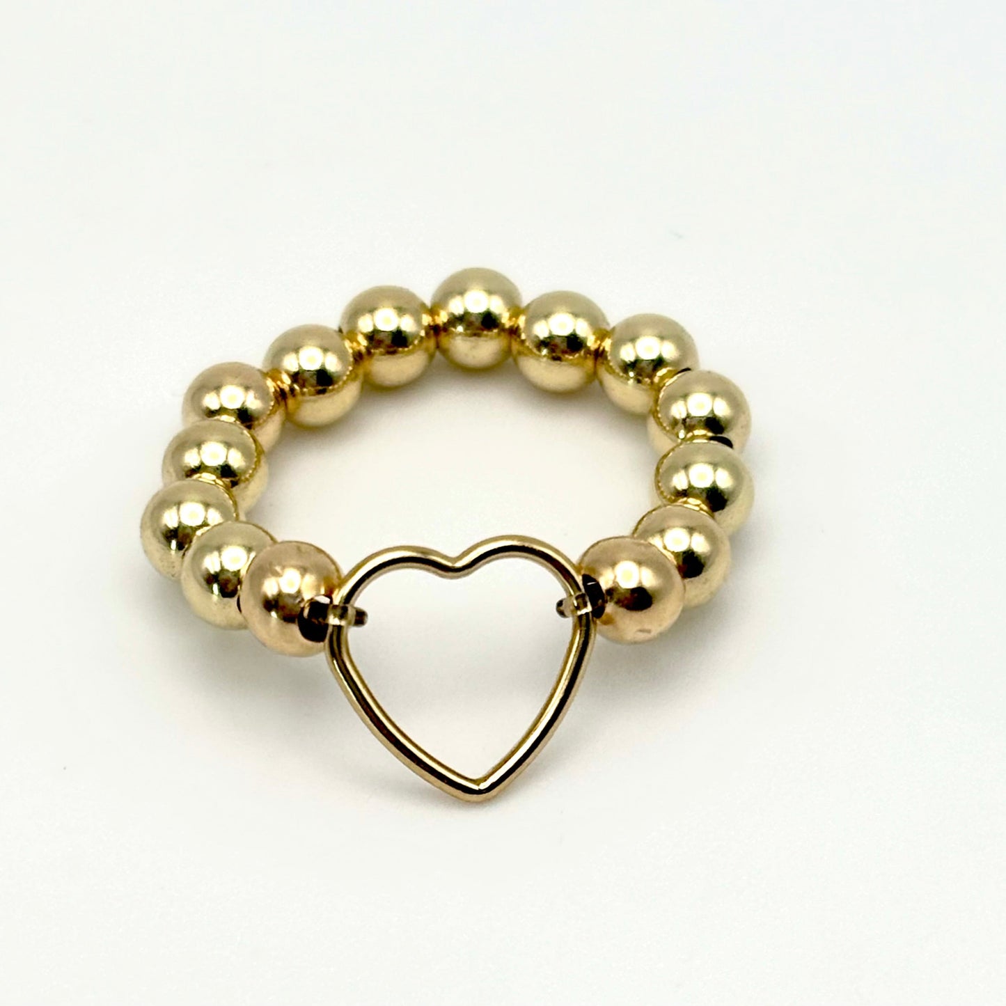 Open Heart Gold Filled Beaded Ring
