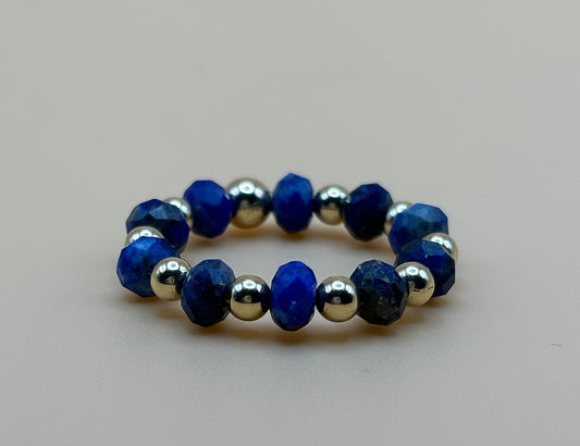 Lapis w/ 3mm Gold Filled Beaded RIng
