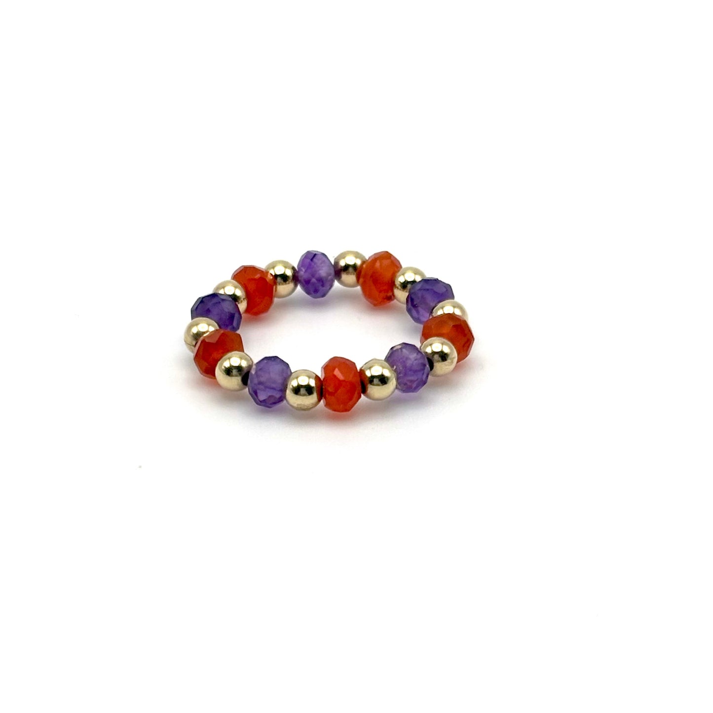 Purple and Orange Gold Beaded RIng