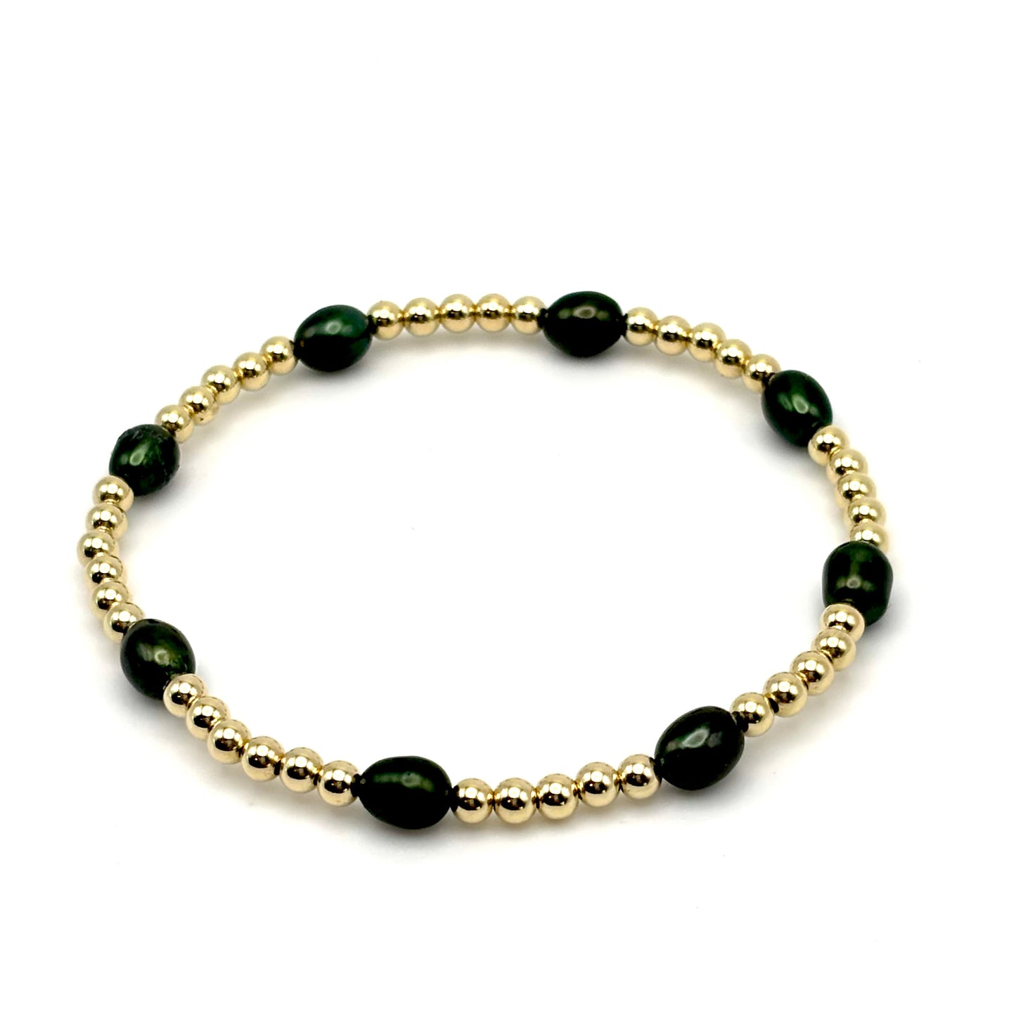 3mm Gold Filled Beaded Ring w/ Emerald FW Pearls