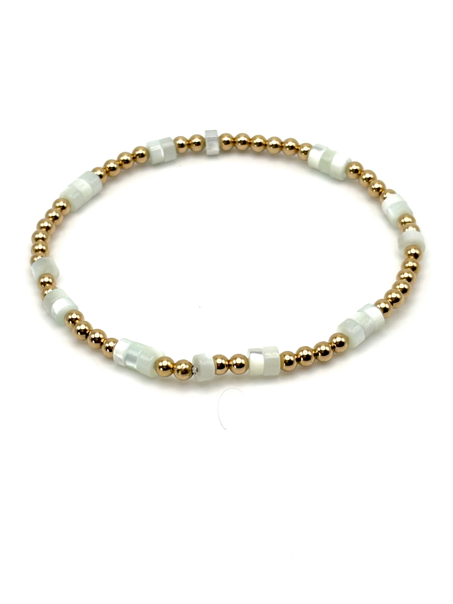 Tiny Shell/Gold Beaded Bracelet (Sold Separately)