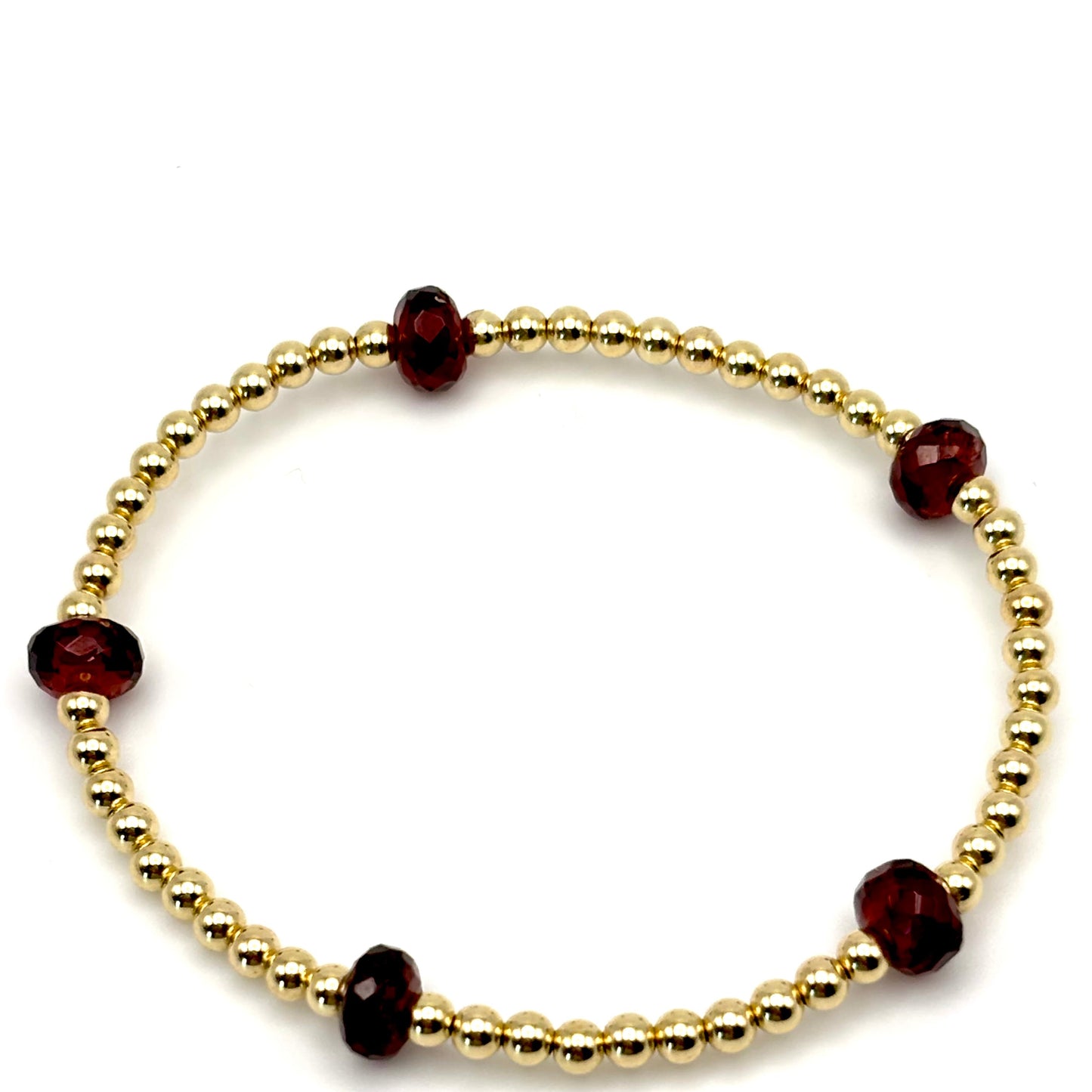 3mm Gold Filled / 6mm Garnet Gemstone Bracelet