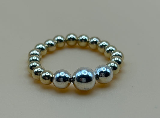 6mm Sterling Silver/ 3mm Gold Filled Beaded Ring