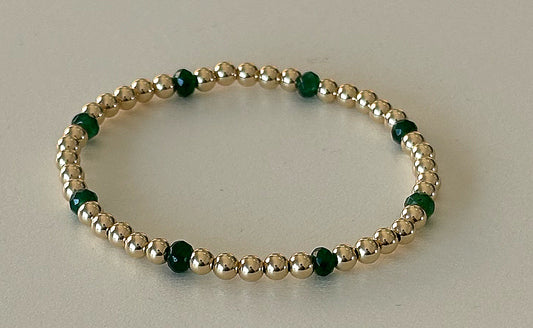 4mm Gold Beaded Bracelet w/ Emerald Quartz