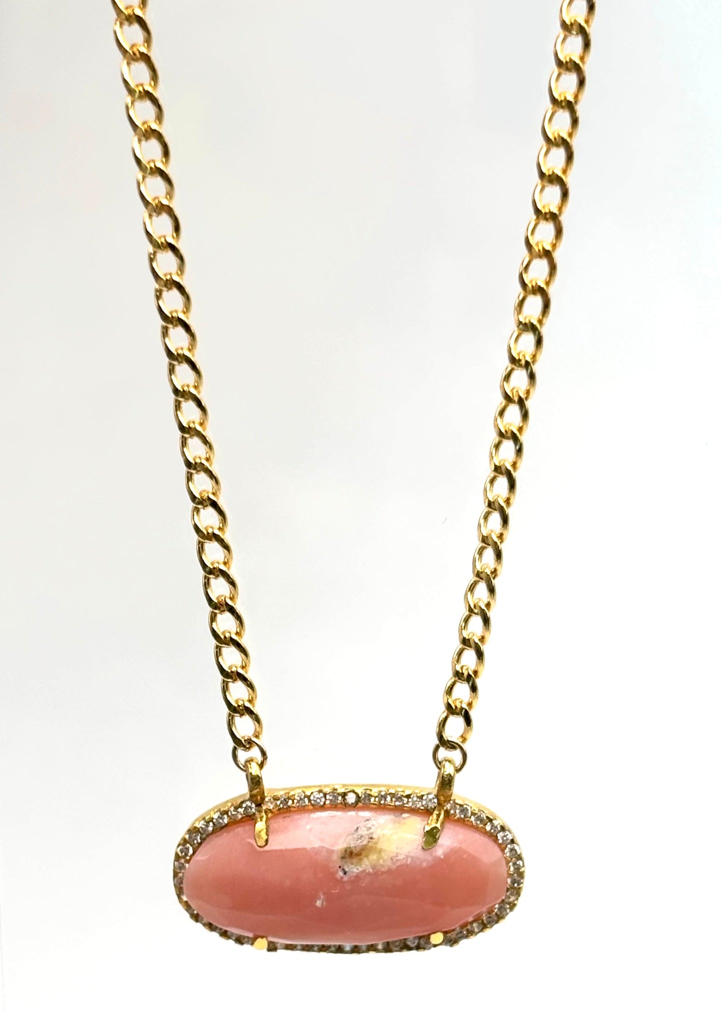 Pink Peruvian Opal w/ Gold Filled Curb Chain
