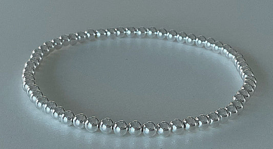 3mm Sterling Silver Beaded Bracelet