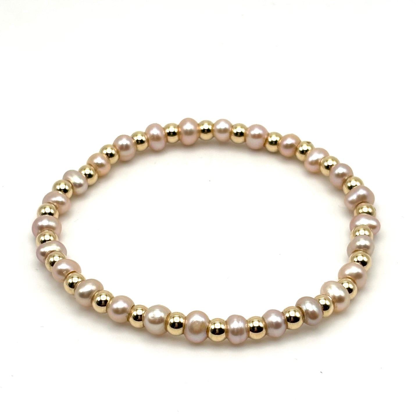 4mm Gold Bead/ Petal Pearl Beaded Bracelet