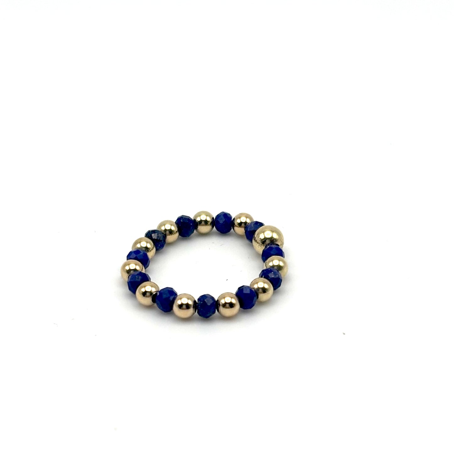 Blue & Gold Beaded RIng