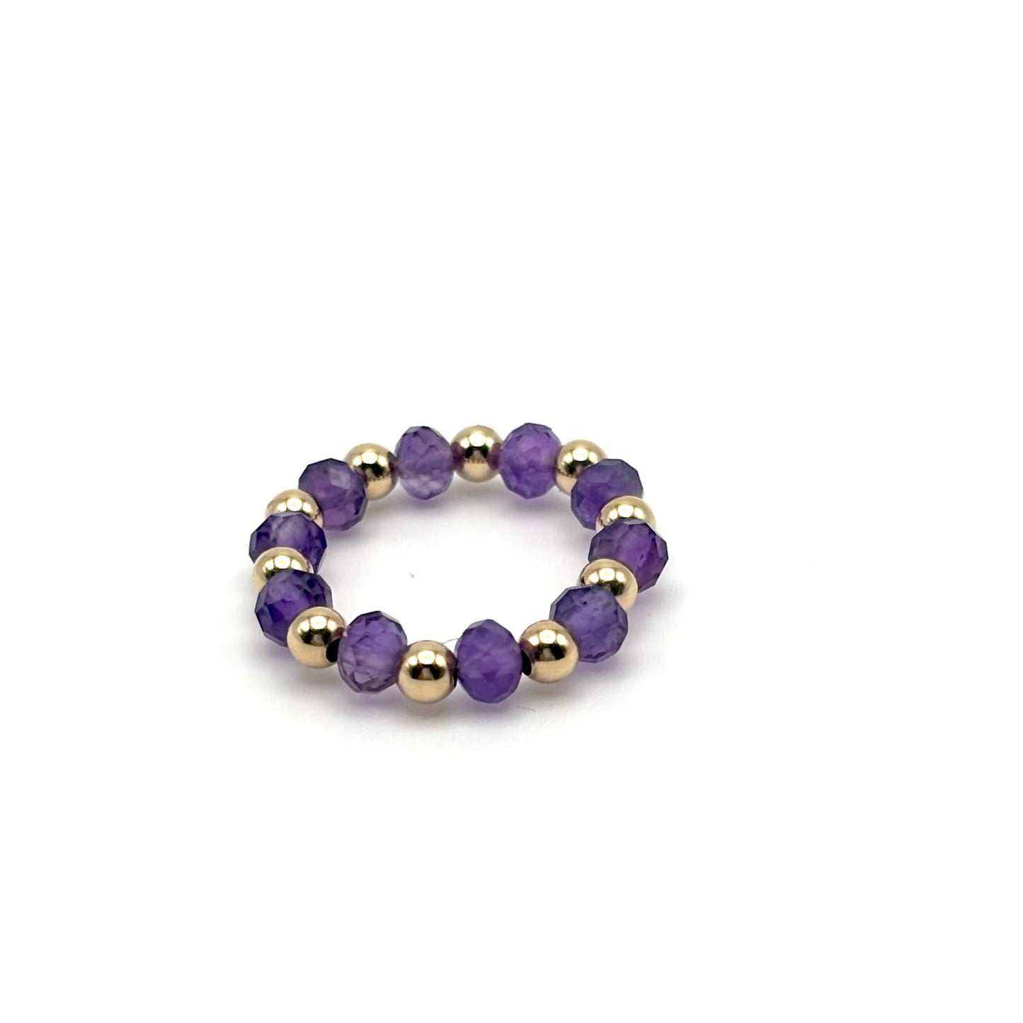 Purple and Gold Beaded Ring