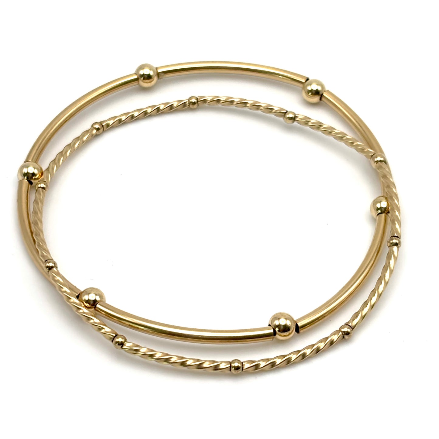 Dainty Gold Filled Stretchy Bangle (Set of 2)