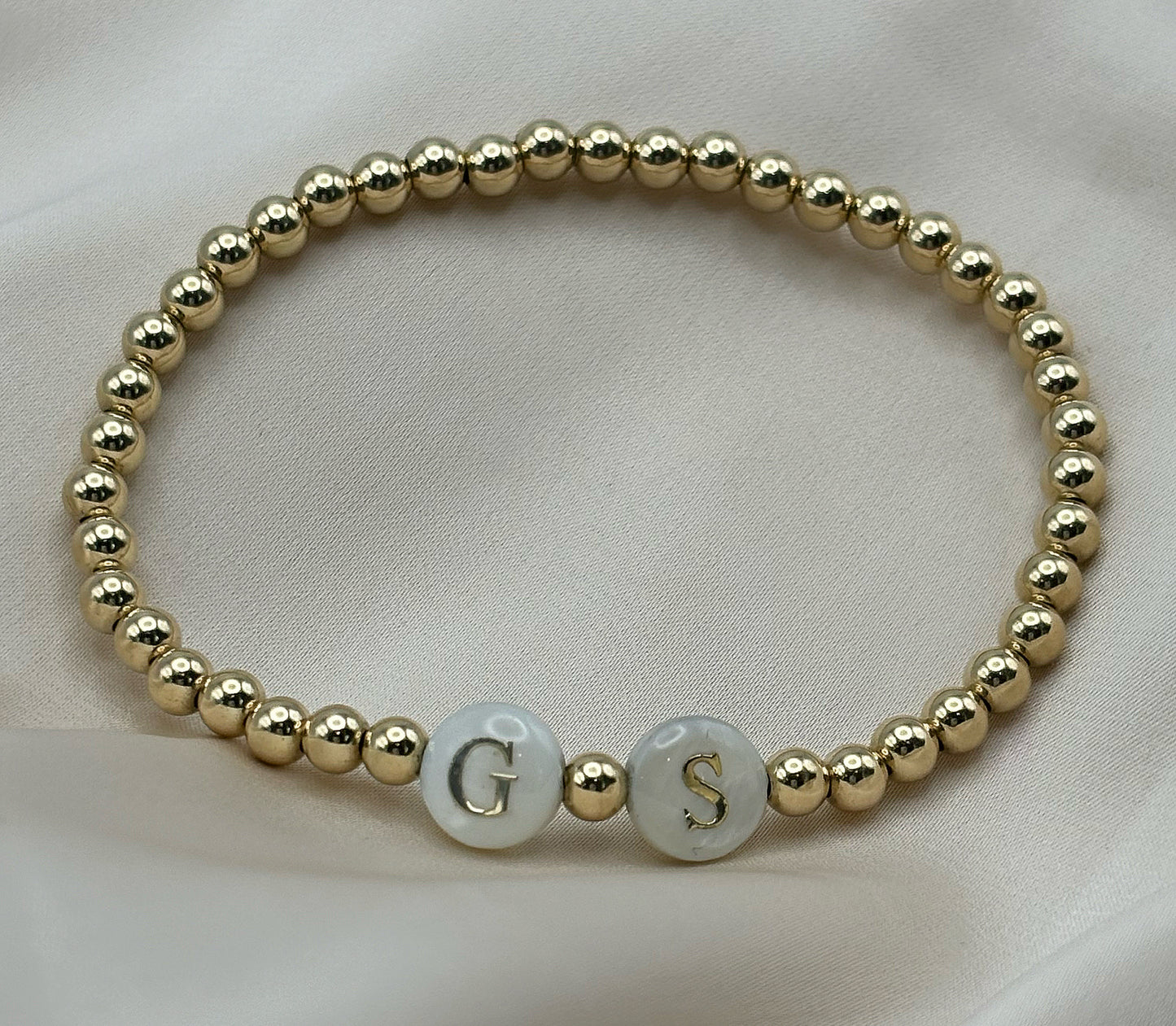 Gold Filled Initial Bead Bracelet