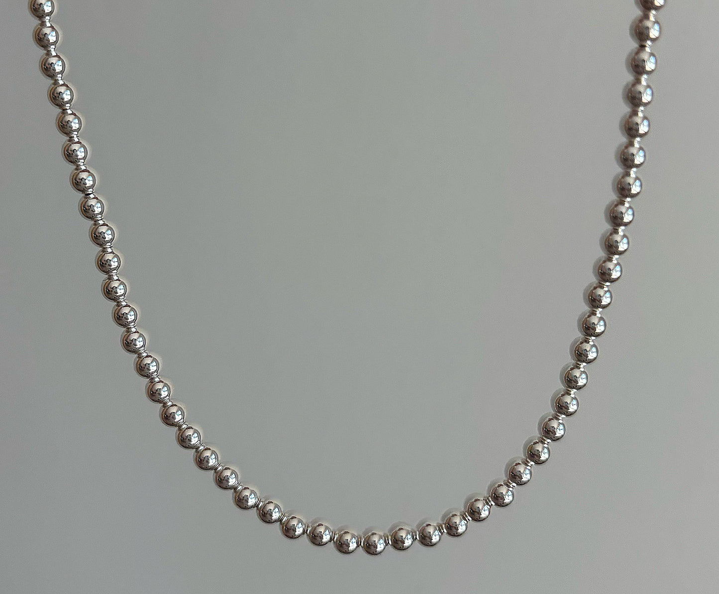 4mm Sterling Silver Beaded Necklace