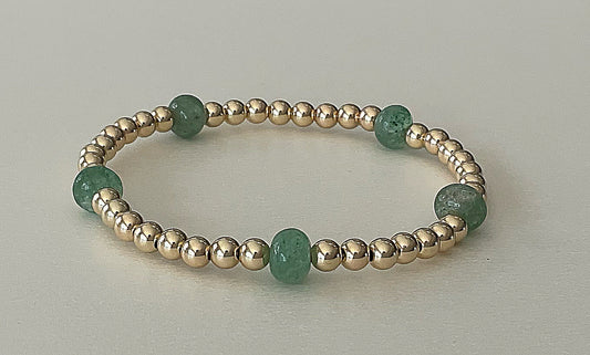 Gold Filled Beaded Bracelet w/ Green Aventurine