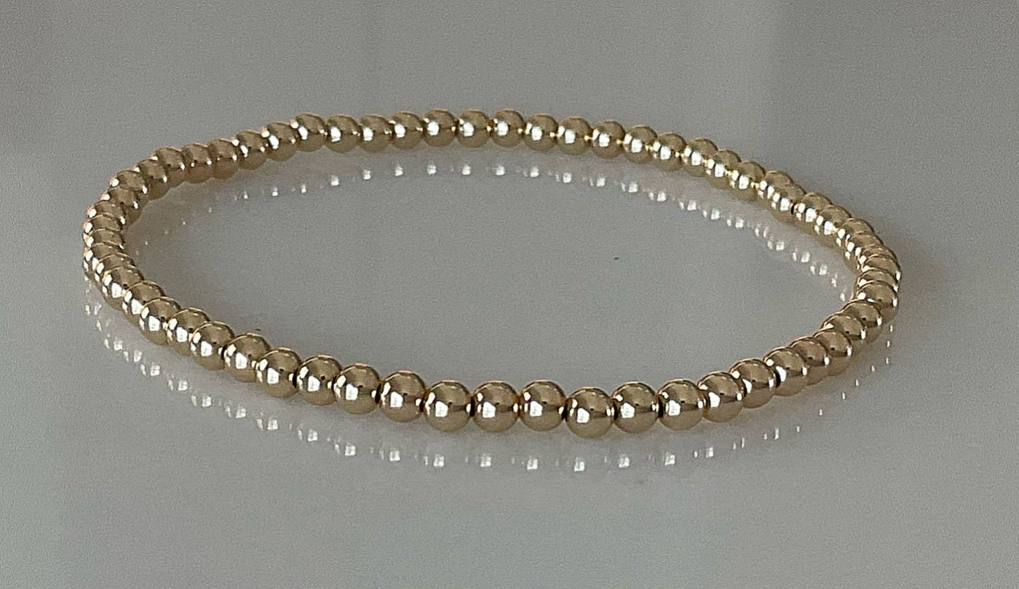 3mm Gold Beaded Bracelet