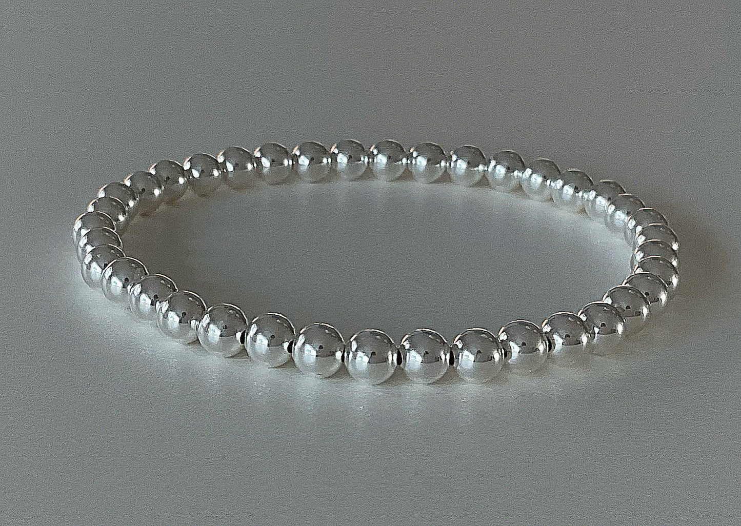 5mm Sterling Silver Beaded Bracelet