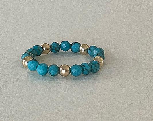 Turquoise Ring w/ Gold Beads