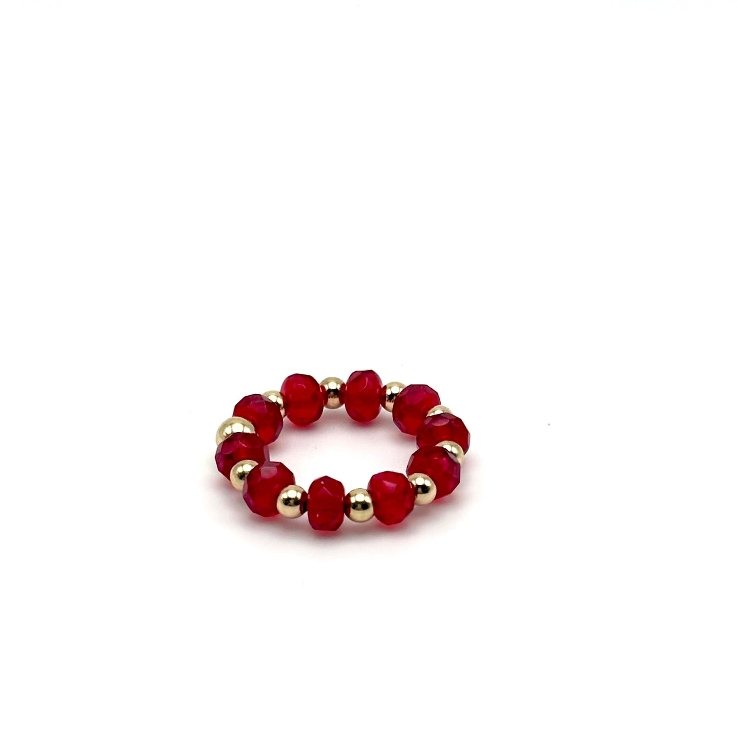 Red and Gold Beaded Ring