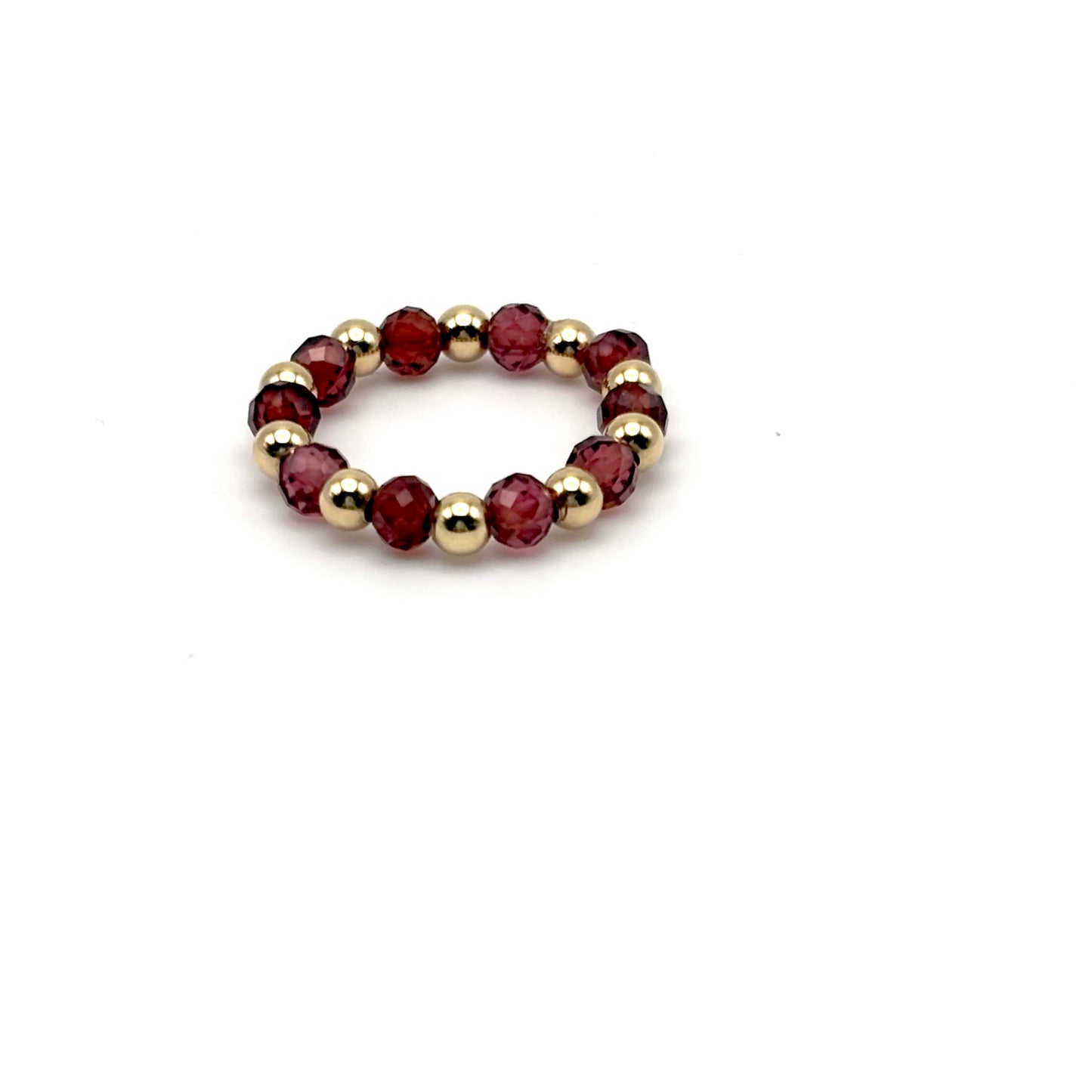 Garnet and Gold Beaded RIng