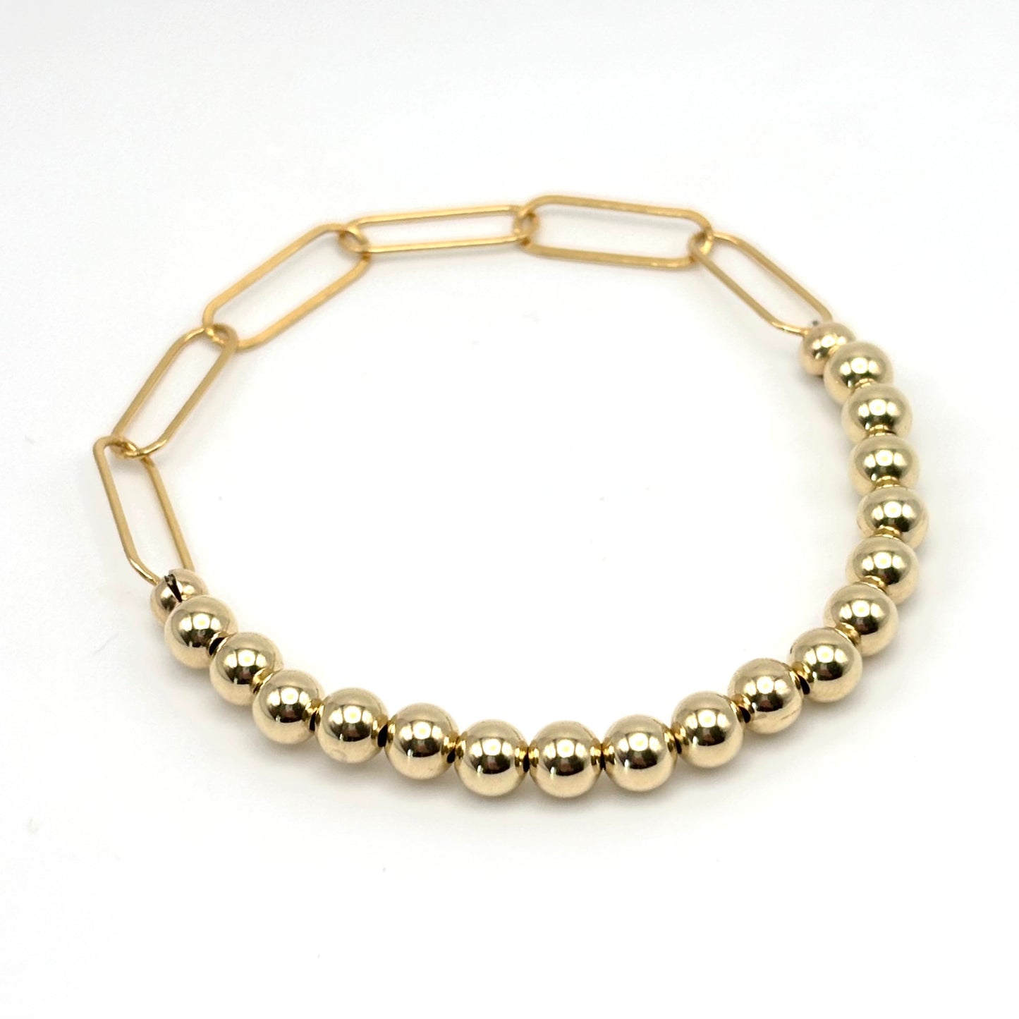 5mm Gold Filled Bead/ Paperclip Bracelet