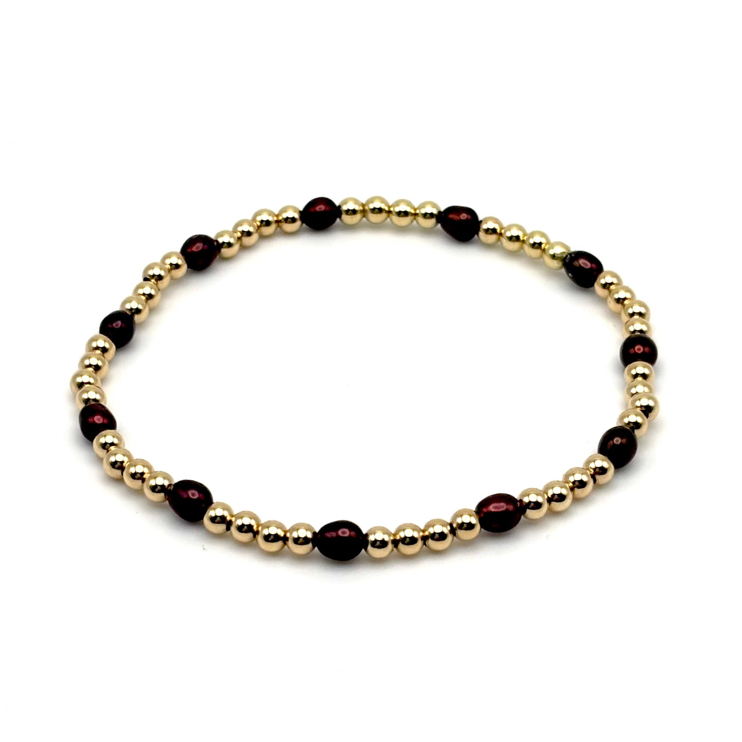 3mm Gold Filled w/ Garnet Freshwater Pearl Bracelet