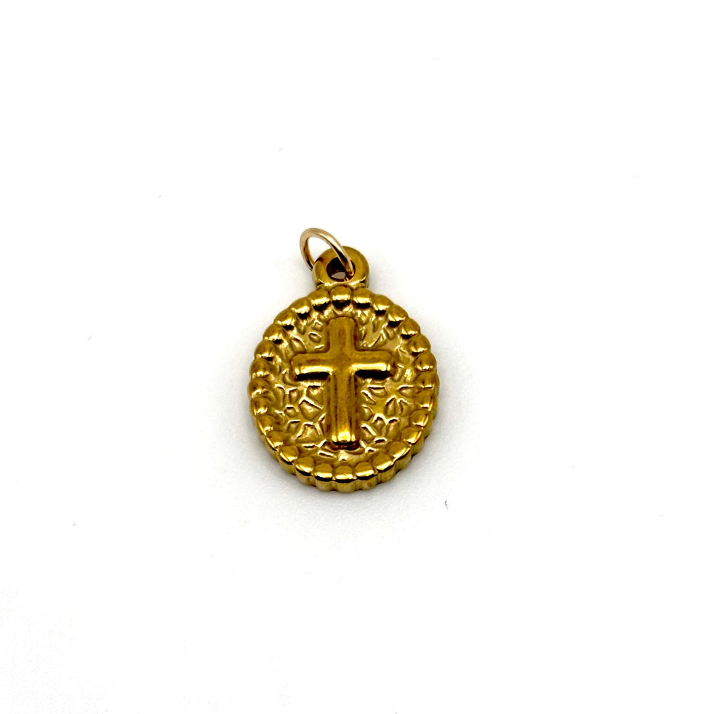 Gold Medallion Cross Charm