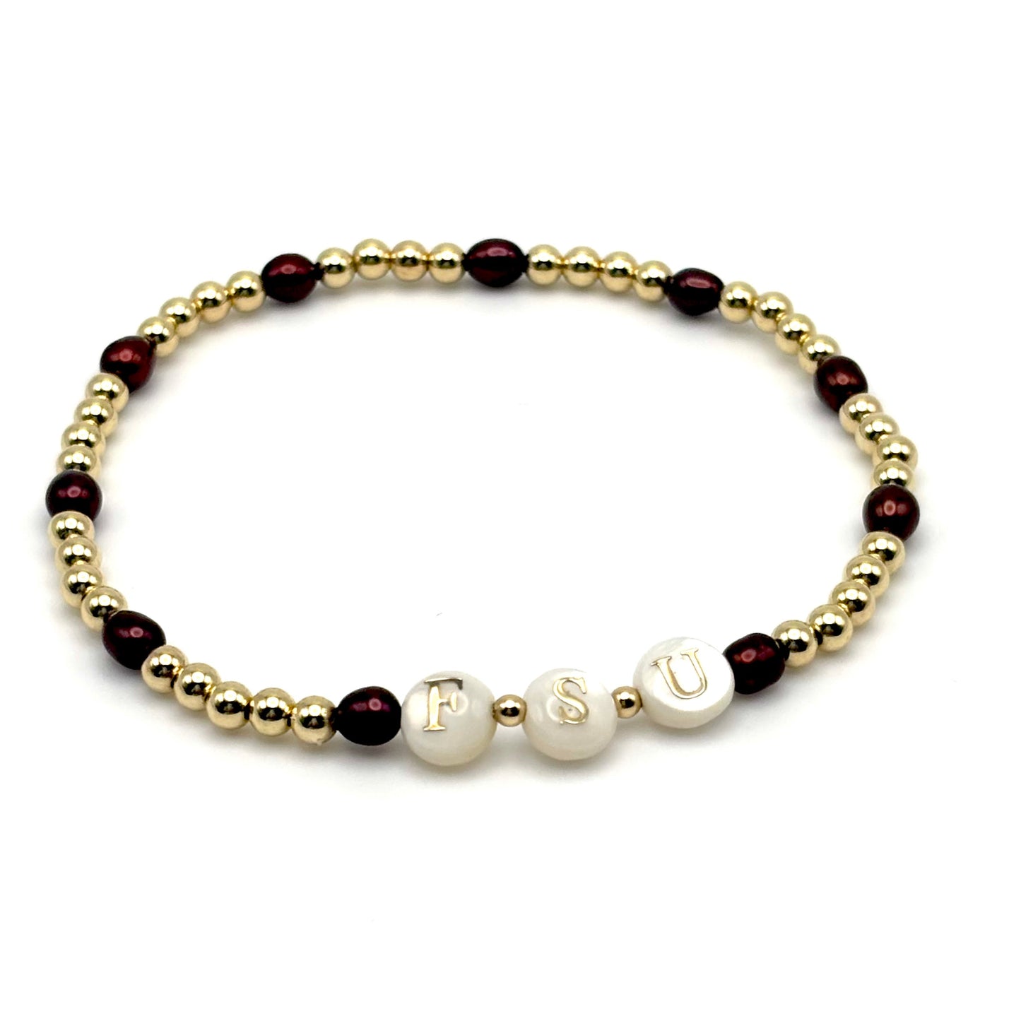 FSU Bracelet w/ Garnet Freshwater Pearls