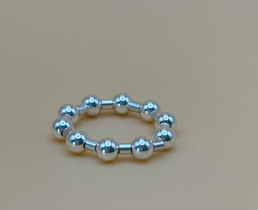 Silver Ball Chain Beaded Ring