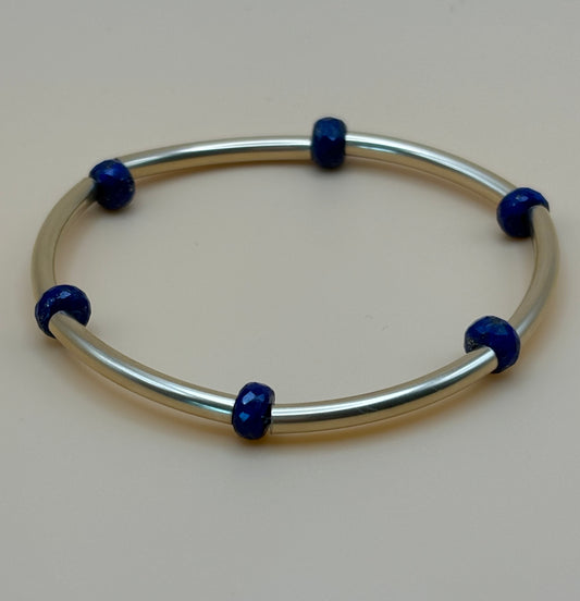 Gold Filled Stretchy Bangle w/ Lapis