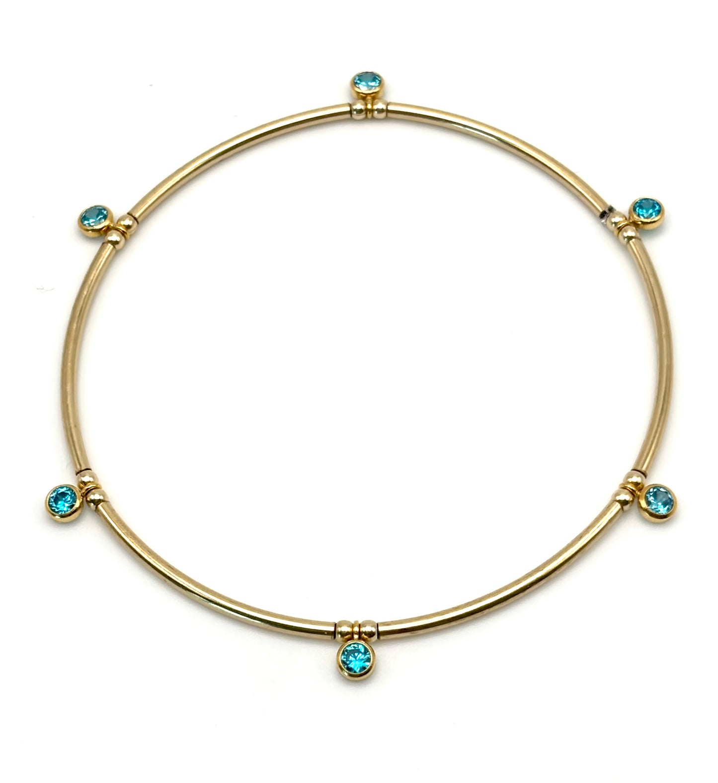 Dainty Gold Filled Stretchy Bangle w/ CZ Bezels