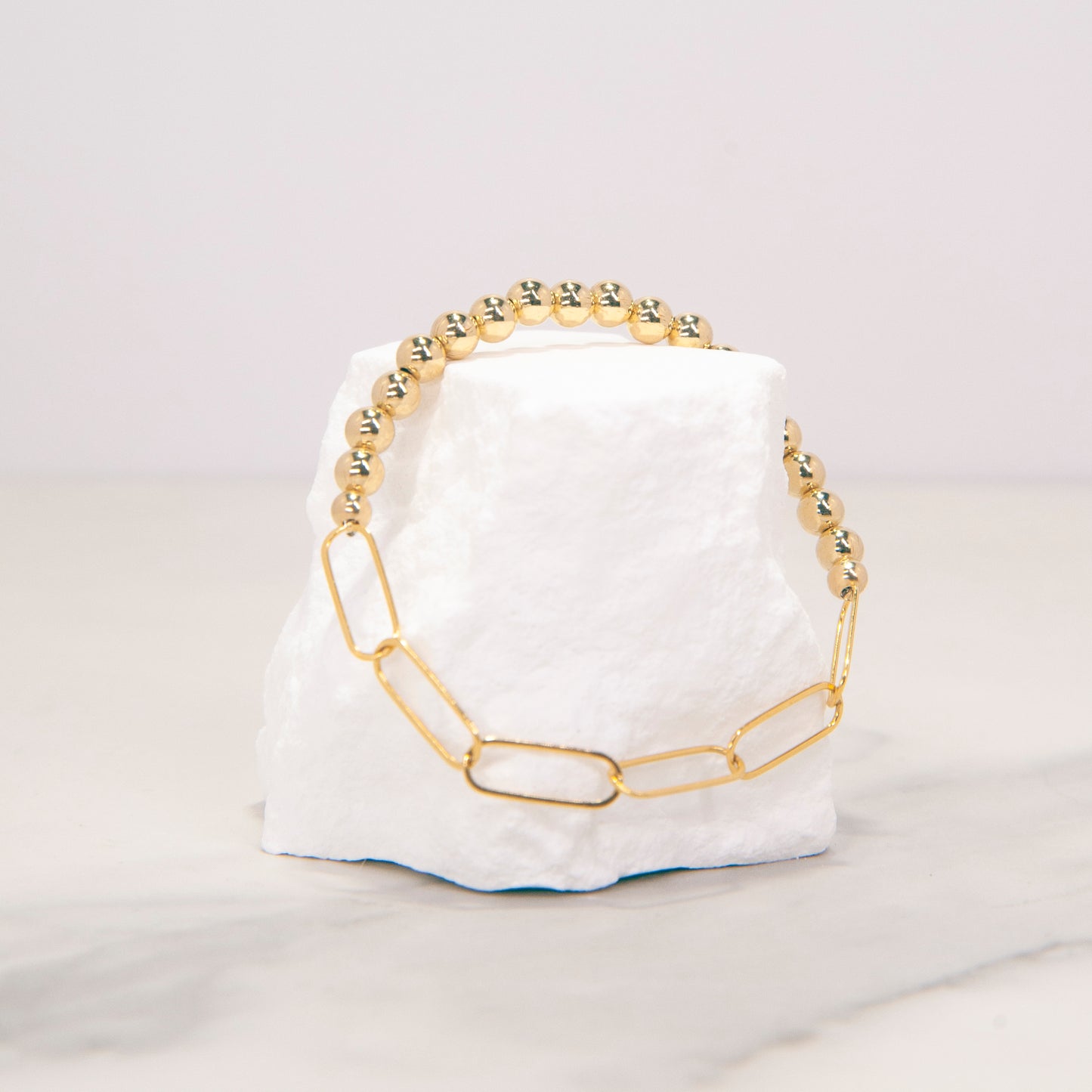 5mm Gold Filled Bead/ Paperclip Bracelet
