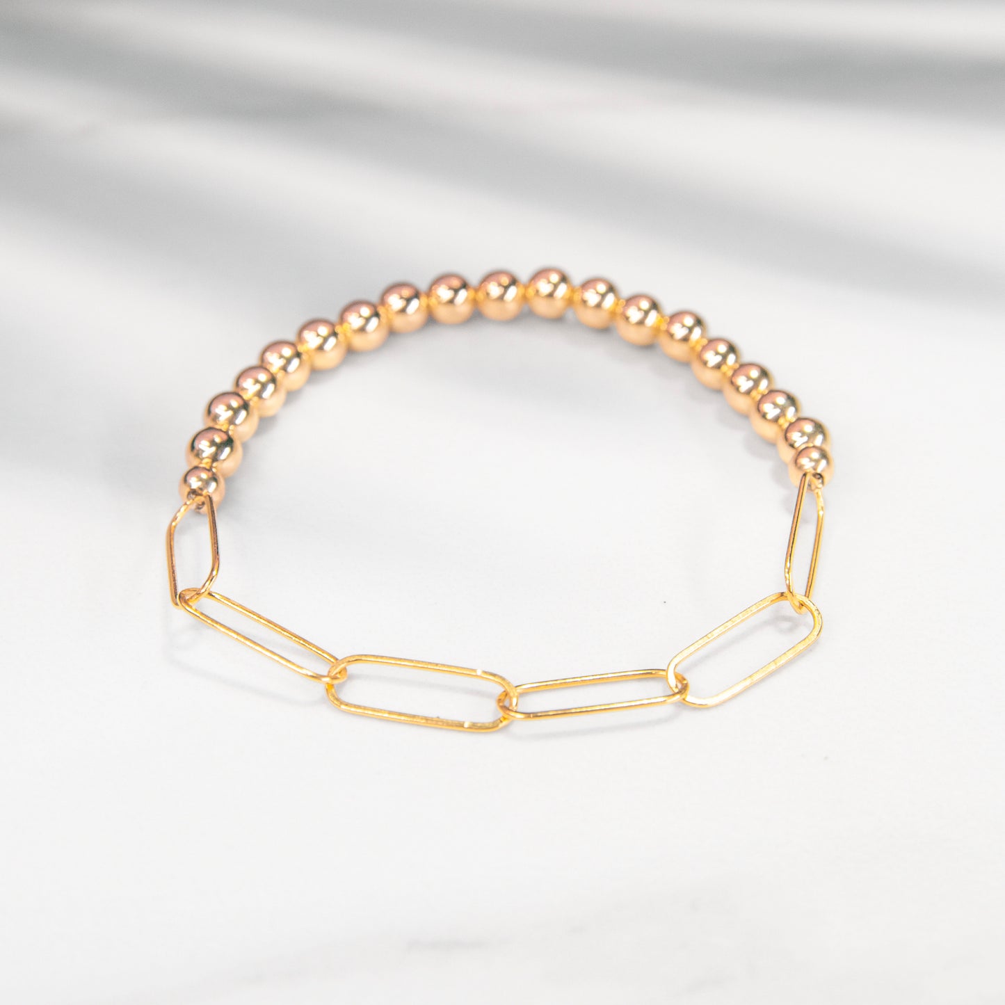 5mm Gold Filled Bead/ Paperclip Bracelet