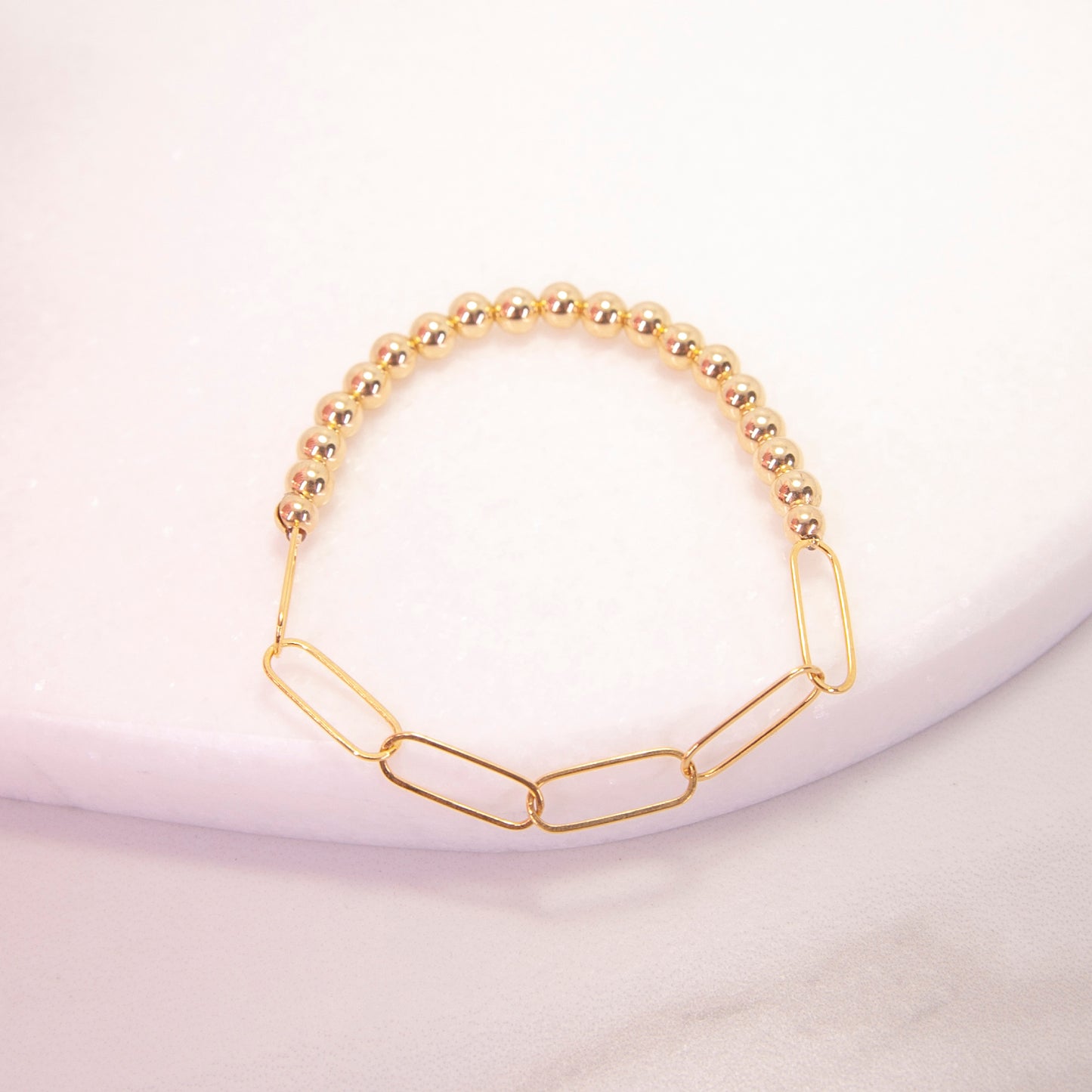 5mm Gold Filled Bead/ Paperclip Bracelet