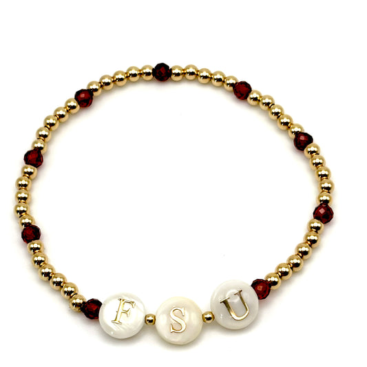 FSU - Gold/ Garnet Gemstone Bracelet