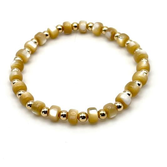 Shell Rondelles w/ 4mm Gold Beads