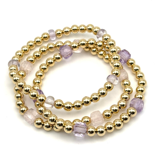 5mm Gold Beaded / Pink Amethyst/Rose Quartz (Sold Separately)