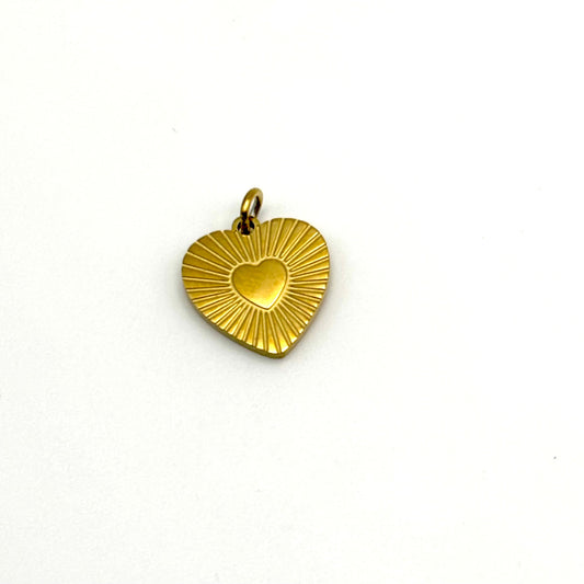 Small Sunburst Heart Love Charm