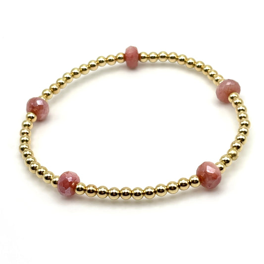 3mm Gold Filled / Peach Moonstone Bracelet