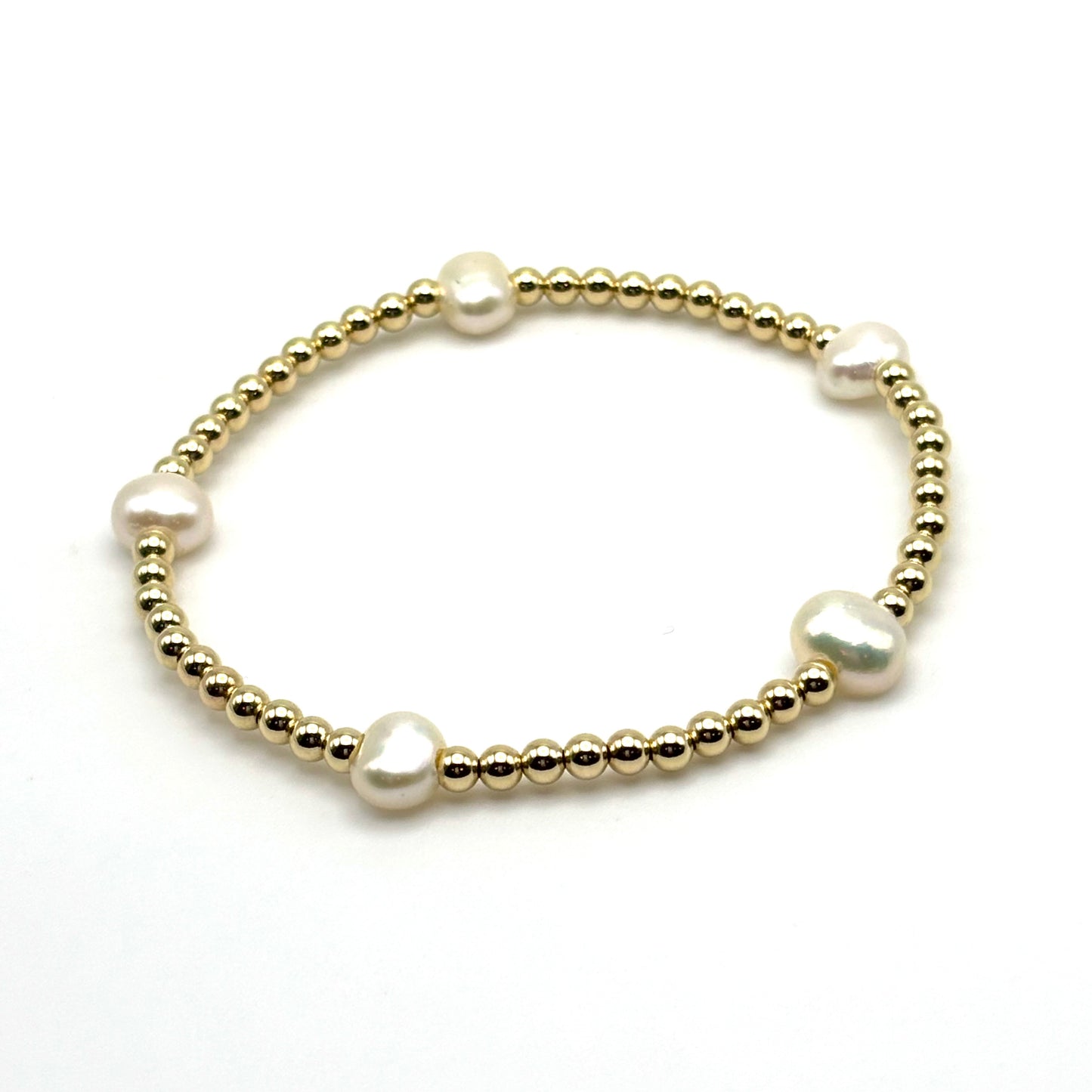 3mm Gold Beaded w/ Freshwater Pearls