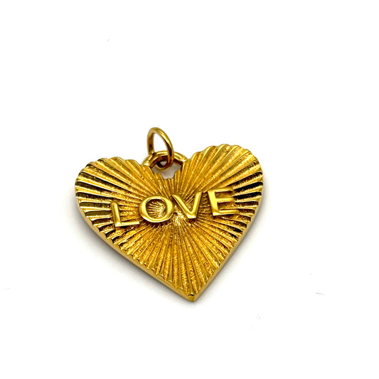 Large Sunburst Heart Love Charm