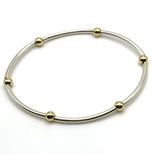 Mixed Metal Beaded Bangle