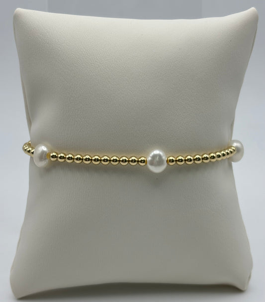 3mm Gold Beaded w/ Freshwater Pearls