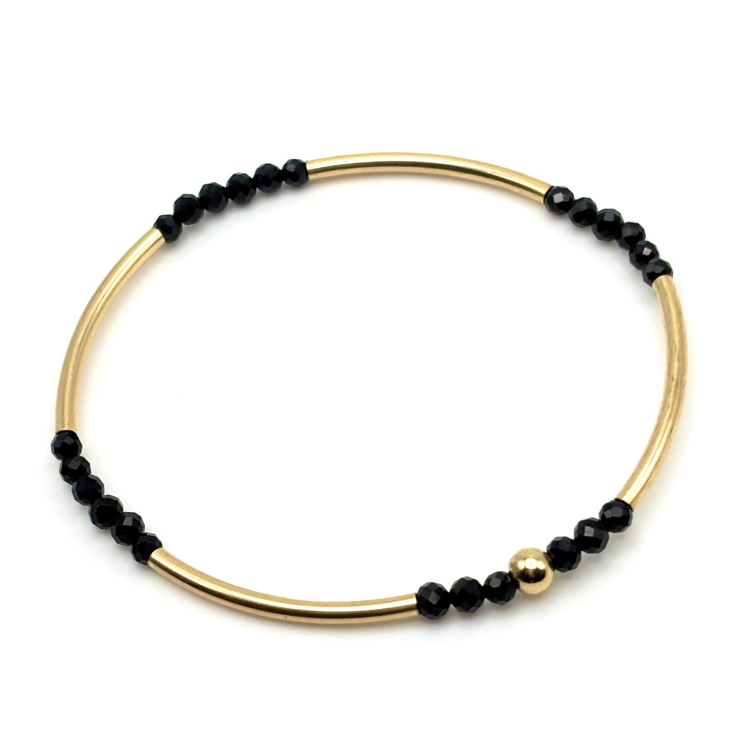 Dainty Gold Filled Bangle w/ Black Spinel