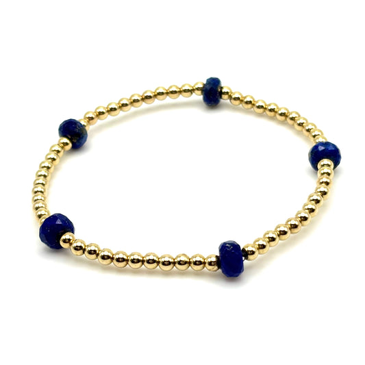 3mm Gold Filled / Lapis Bracelet