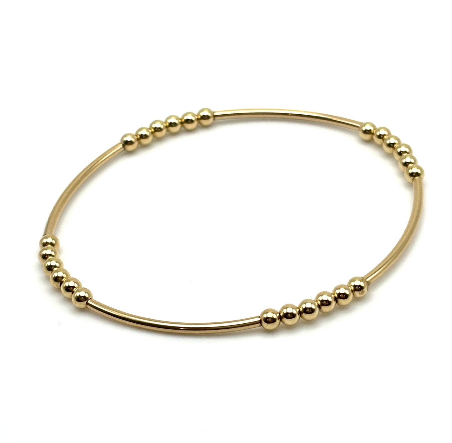 Dainty Gold Filled Bangle w/ 3mm Gold Beads