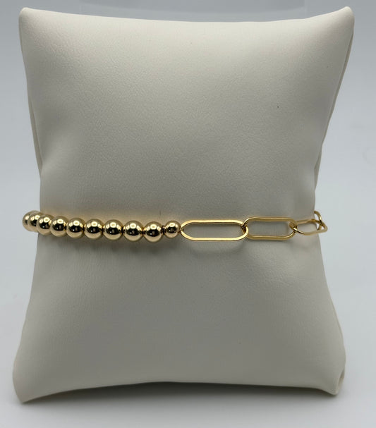 5mm Gold Bead/ GF Paperclip Chain Bracelet