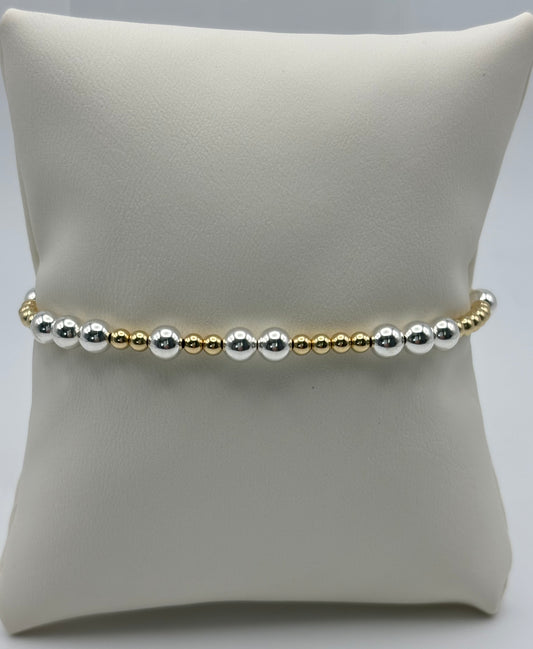 5mm Sterling Silver/ 3mm Gold Filled Beaded Bracelet