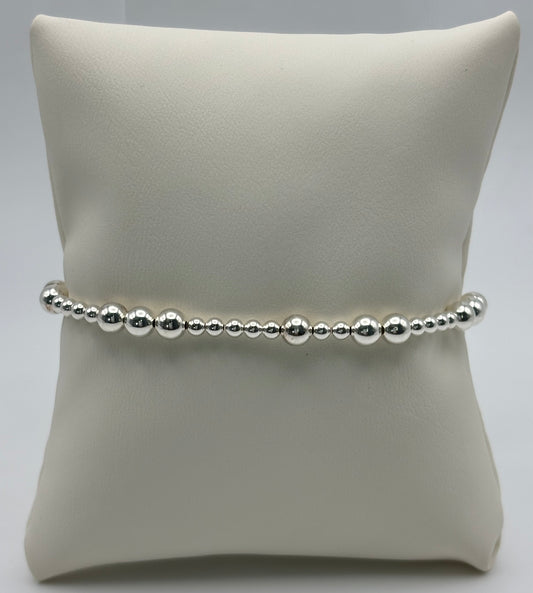 5mm Silver/3mm Silver Beaded Bracelet