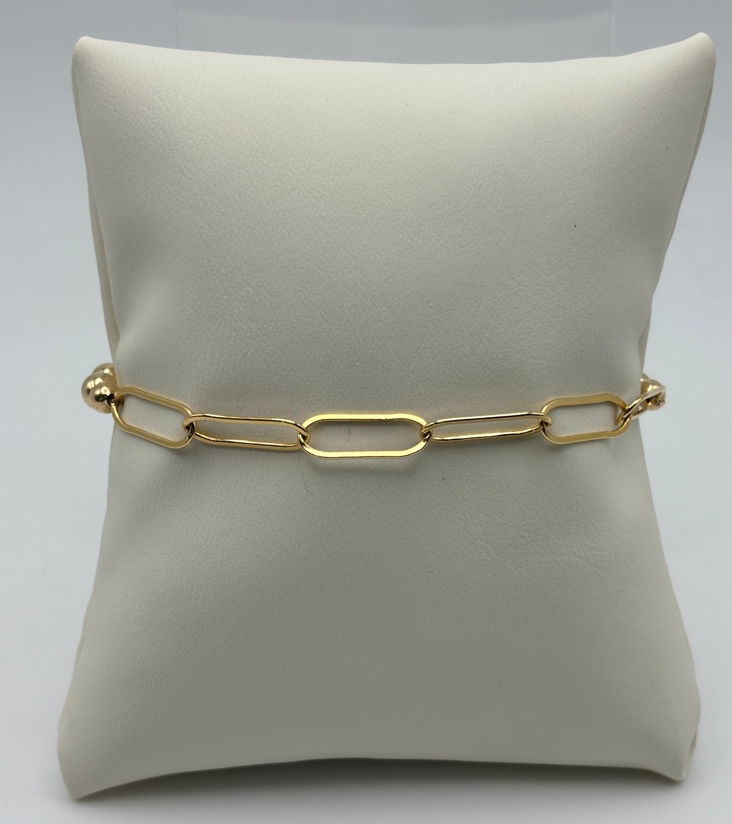 5mm Gold Bead/ GF Paperclip Chain Bracelet